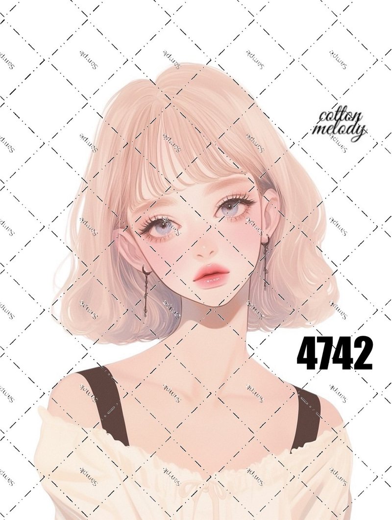 original sticker no.4742 人物ステッカー オリジナルステッカー オリジナル人物ステッカー 装飾ステッカー cotton melody - 貼紙 - 紙 