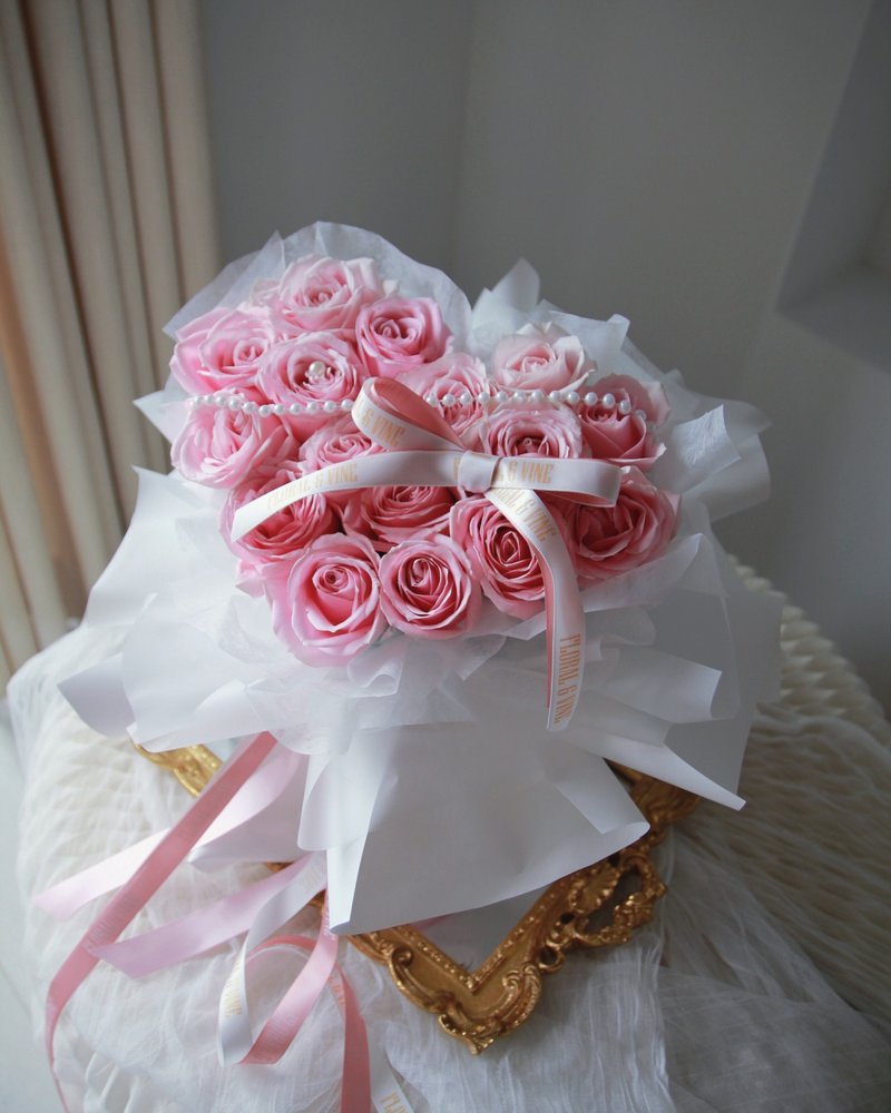 告白神器系列 - My Princess 經典玫瑰愛心鮮花花束 - 乾燥花/永生花 - 植物．花 