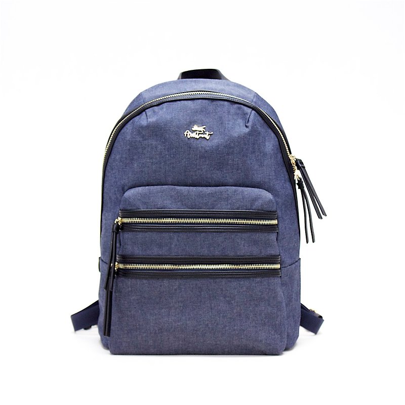 Feliz  Aristocat Waterproof Heavy Denim Backpack  Black , Blue - กระเป๋าเป้สะพายหลัง - ผ้าฝ้าย/ผ้าลินิน สีดำ