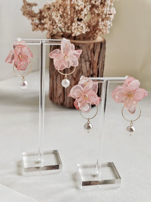 みえさま専用♡一点物！！再販不可♡art flower ピアス イヤリング 復刻デザイン♡《 Elegant flower bijou circle 》 エレガント