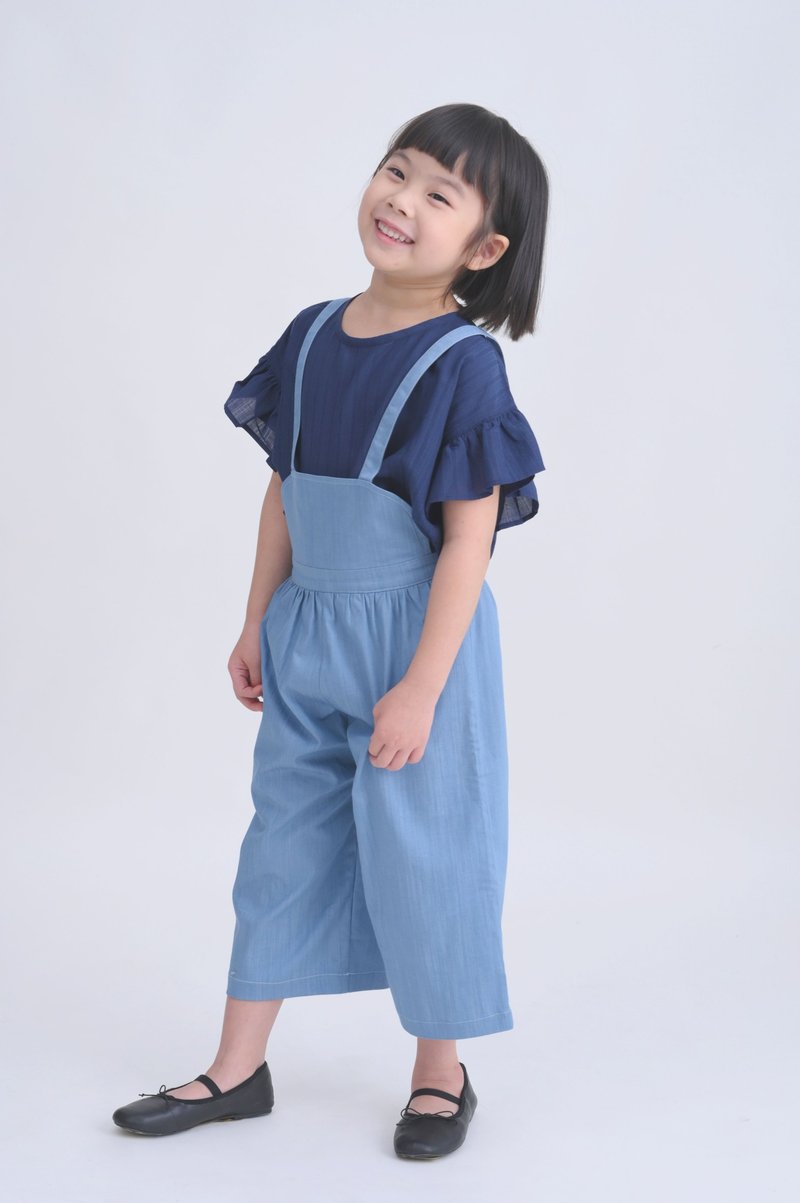 / End of Season Clearance / Suika Ruffle Sleeve Umbrella Top 5 - Blue - Women's T-Shirts - Cotton & Hemp Blue