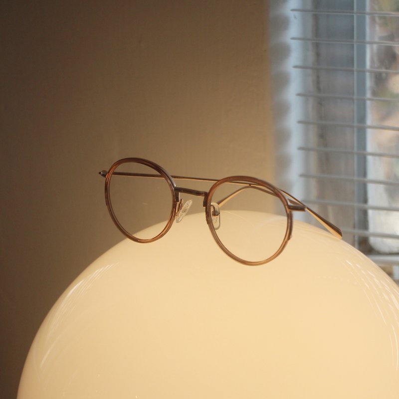 複合材質透圓框眼鏡-玫瑰金 禮物 - 眼鏡/眼鏡框 - 其他材質 金色