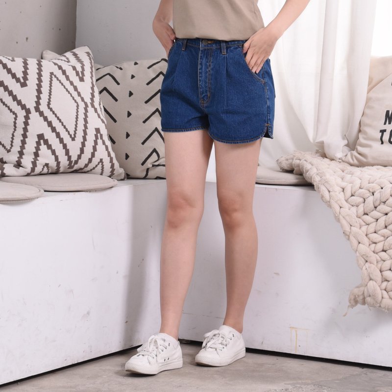 A-LINE DENIM SHORTS∣Mini A-Line ‧ Slim Comfy ‧ Mid-Rise Half-Elastic Waist - กางเกงขาสั้น - ผ้าฝ้าย/ผ้าลินิน 