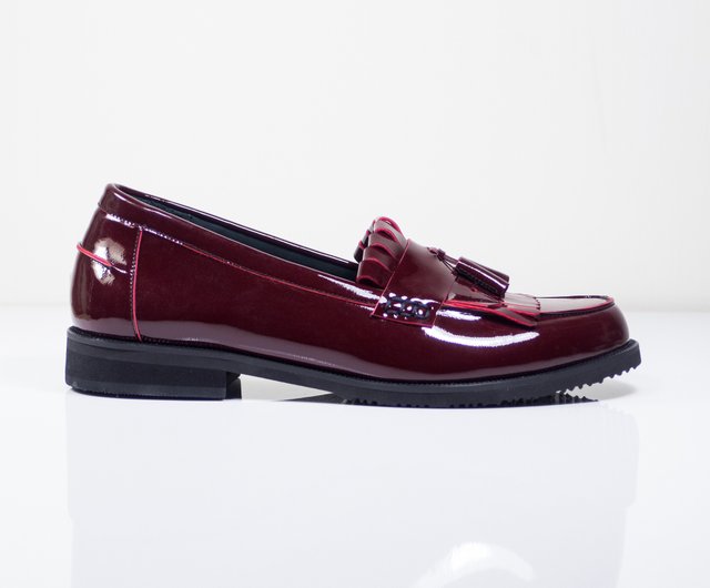 Burgundy patent hot sale loafers womens