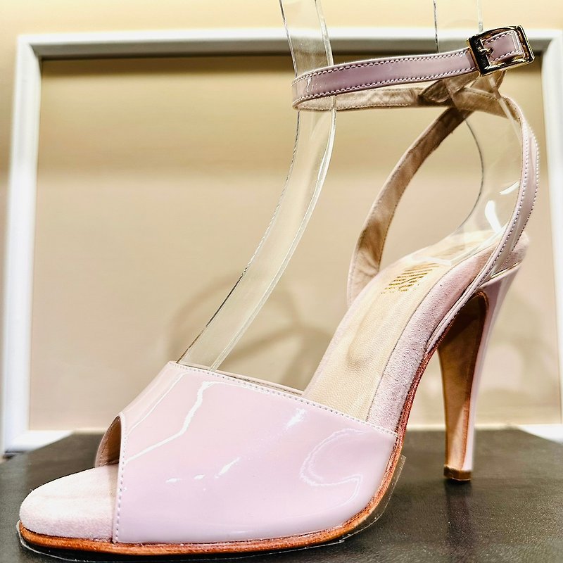 Milonguera Blanca patent leather nude white sandals - รองเท้าส้นสูง - หนังแท้ ขาว