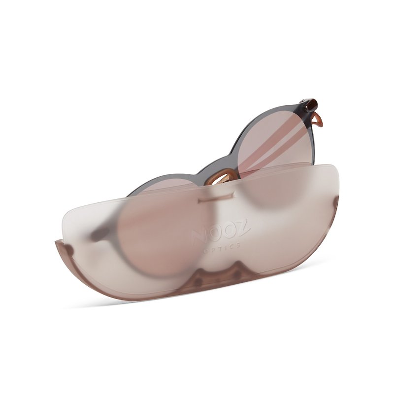 French Nooz Fashion Sports Sunglasses - Portable Temple - Round Sand Powder - Glasses & Frames - Other Materials Khaki