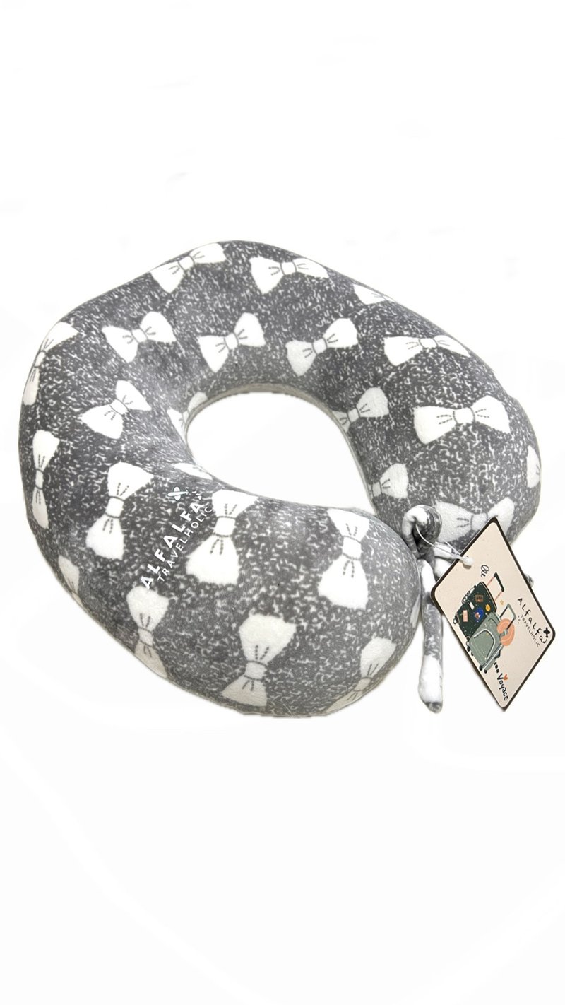 Grey Color Bowtie Memory Foam Travel Neck Cushion  (Adult size) - หมอนรองคอ - ไฟเบอร์อื่นๆ สีเทา