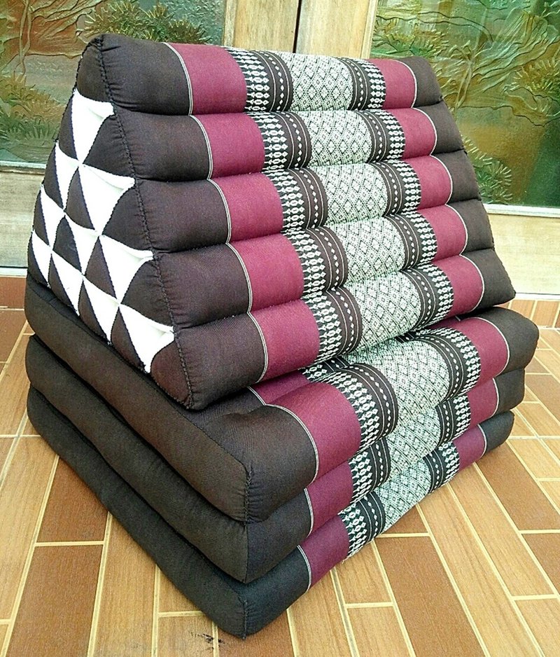 XL 3 fold 55x180cm Thai triangle kapok floor cushion pillow day bed fold cushion - 枕頭/抱枕 - 棉．麻 多色