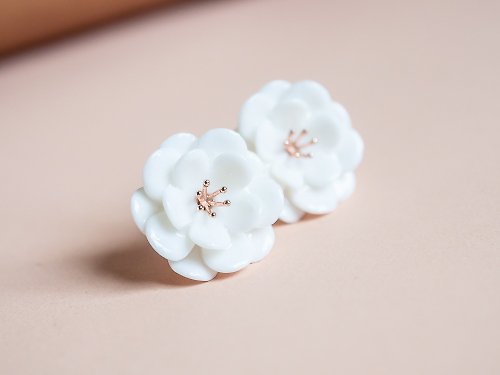 NATTA STUDIO Plum Blossom Porcelain Earrings - Sterling Silver 925
