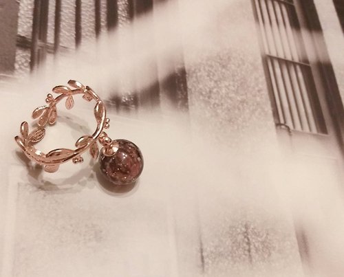 Tera Jewelry 【愛的禮讚】手工金沙琉璃 戒指 精油 香氛 玫瑰金 輕珠寶