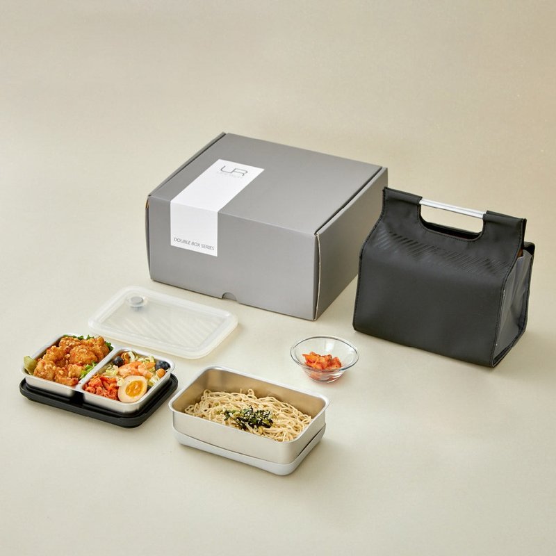 Double Box Lunch Box Gift Box-B5 Jiye Glacier - กล่องข้าว - สแตนเลส สีดำ