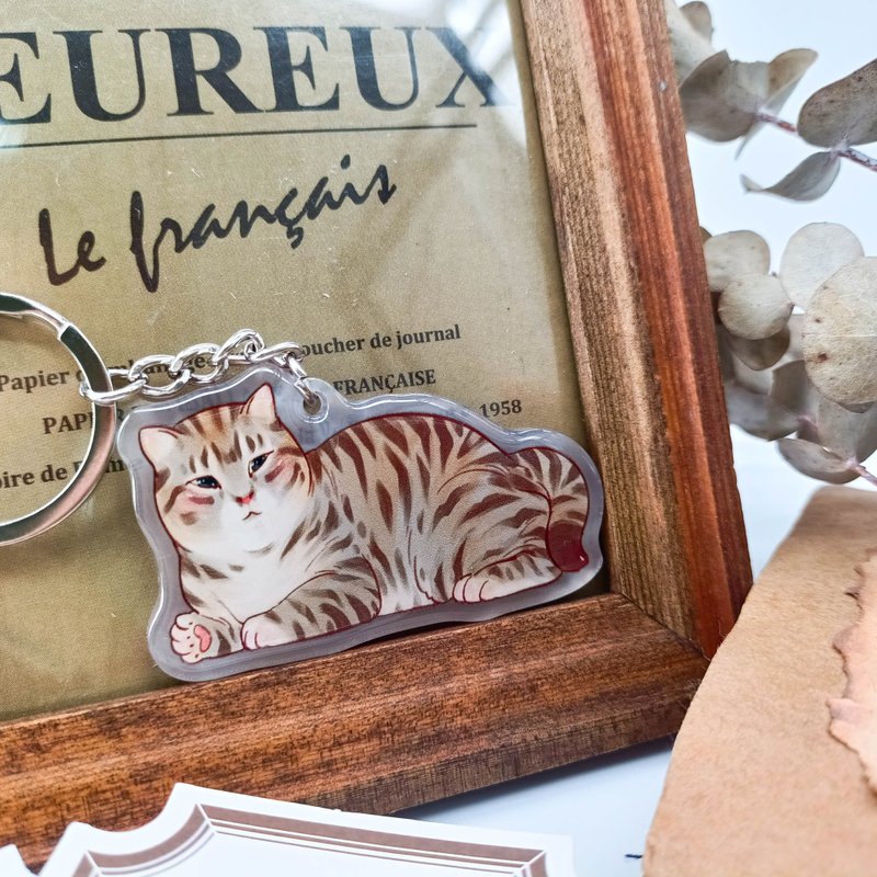 ME156_Chubby Cat 1/stationery charm_ keychain - ที่ห้อยกุญแจ - พลาสติก หลากหลายสี