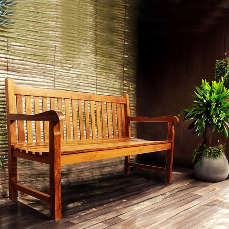 JatiLiving, Jidi City | Teak Living Room Chair Three-person Park Chair Sofa Chair DF044-3P - เก้าอี้โซฟา - ไม้ สีนำ้ตาล