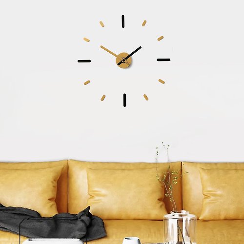 ontime On-Time Wall Clock Peel and Stick Black Gold 56 Cm. (22.5 inch)