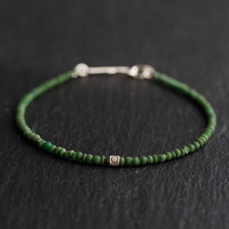 Gemstone Bracelets Green - Malachite & Karen silver bracelet