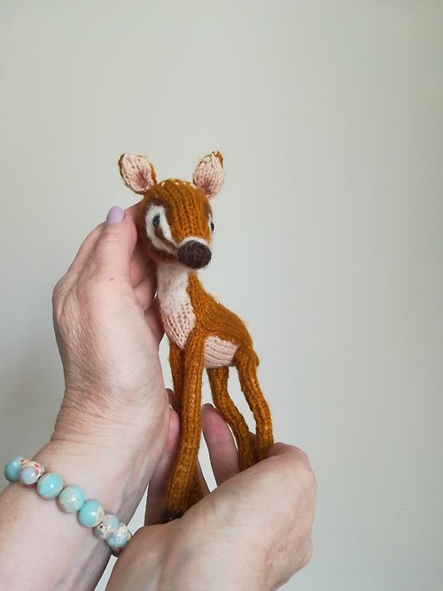 ToysMomClara Toy Knitting Patterns -Knit Deer baby soft toy from yarn, knitting gift 7.87 inc