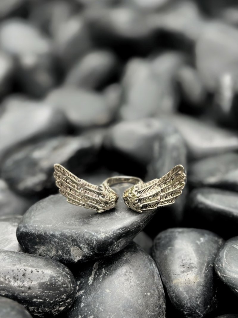 Wings Ring in White Bronze, Adjustable Size, Available in 4 Colourways. - แหวนทั่วไป - โลหะ 