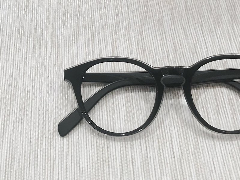 (無型號)Prototype Black Boston eyeglasses eyewear 3 barrel hinge Handmade in Japan - Glasses & Frames - Other Materials Black