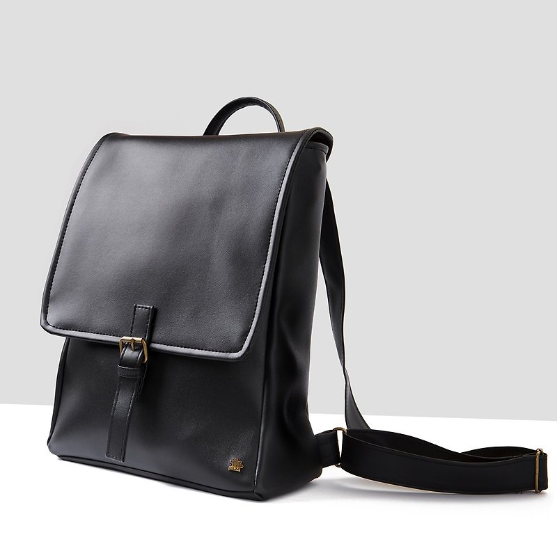 Taiwan Original/CLM Vegan Leather/Gentlemen's College Bag-Black/Night Blue Camel - Backpacks - Waterproof Material Black