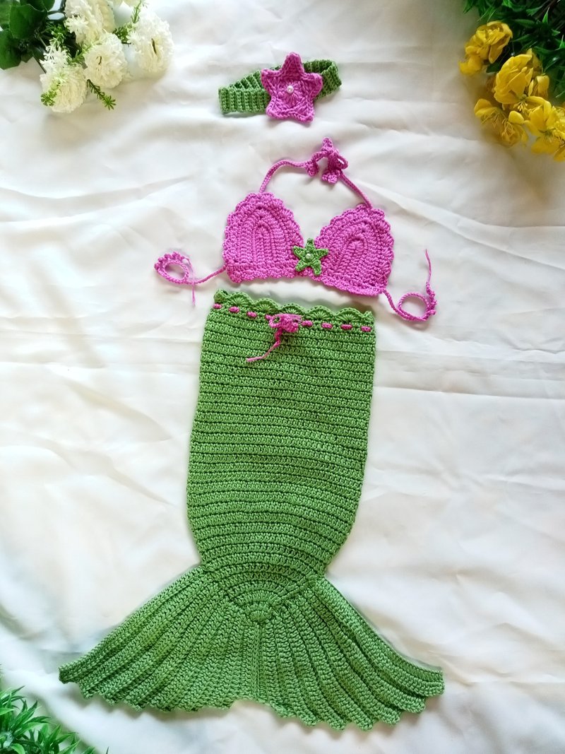 Set 3 pieces Crochet mermaid tail - 嬰兒手鍊/飾品 - 壓克力 綠色