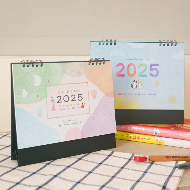 Watercolor style - 2025 triangle table calendar (25K) - Calendars - Paper 