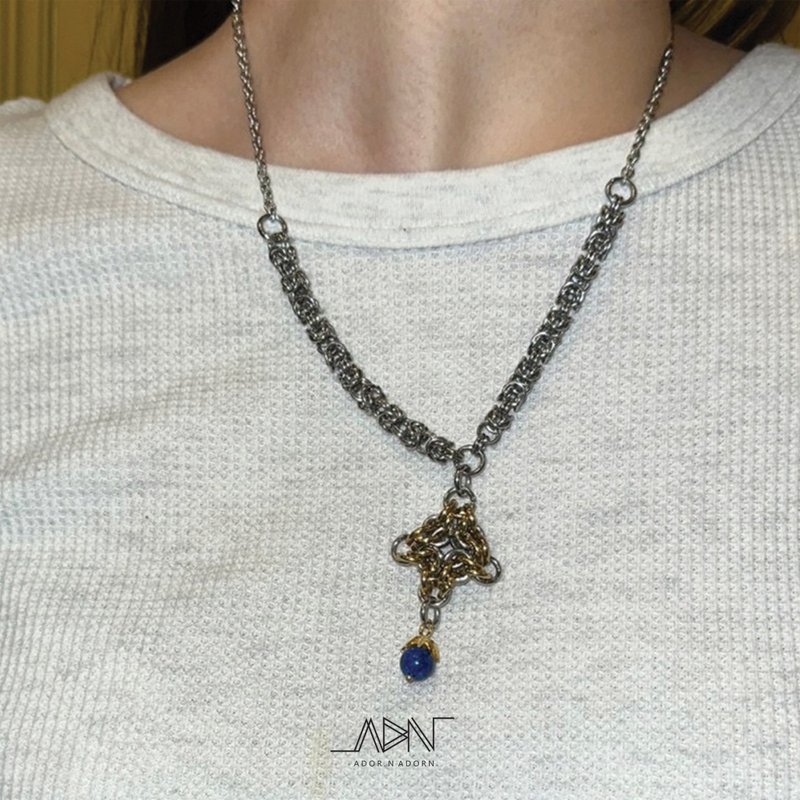 花卉墜飾項鍊 - 項鍊 - 不鏽鋼 銀色