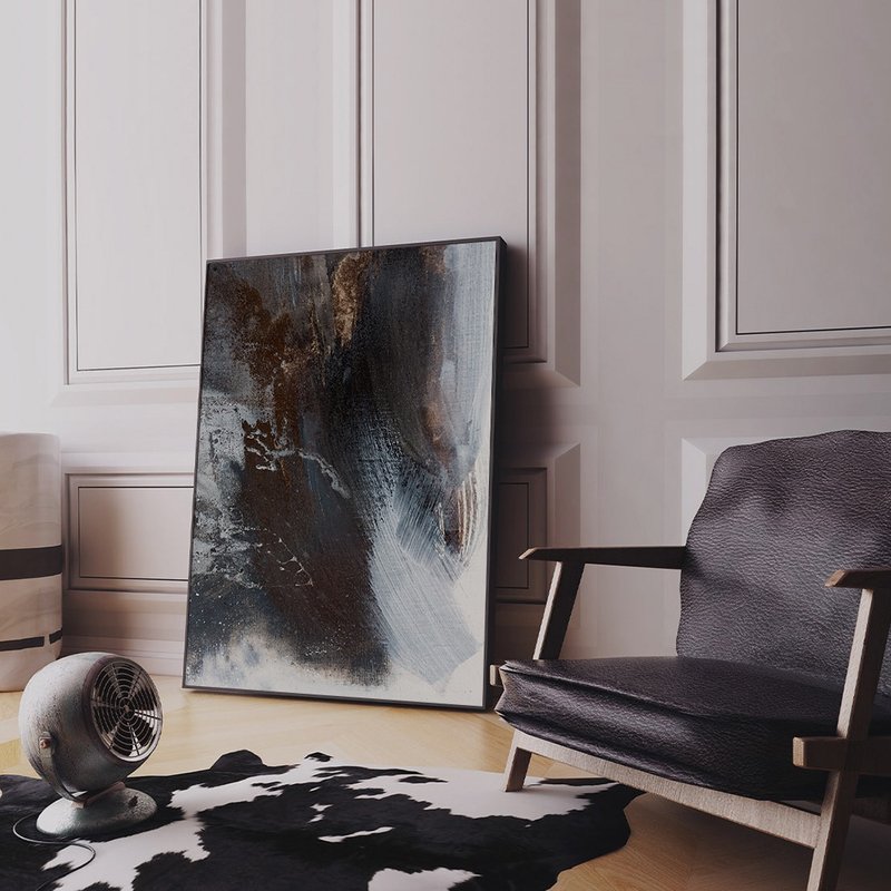 抽象画・海の偉大さ I-憂鬱な北欧抽象画/玄関に掛ける絵画/お正月飾り/贈り物 - ポスター・絵 - コットン・麻 多色