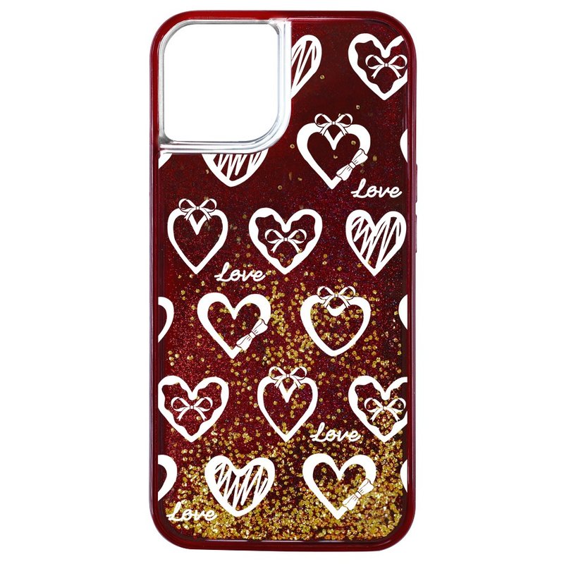 Red Velvet Quicksand Lots of Love iPhone 15 14 13 Pro Max mobile phone anti-fall case - เคส/ซองมือถือ - วัสดุอีโค สีดำ