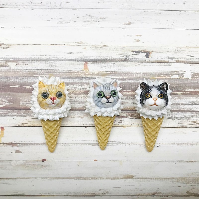 貓咪 冰淇淋 甜筒 鑰匙圈 - 鑰匙圈/鑰匙包 - 樹脂 多色