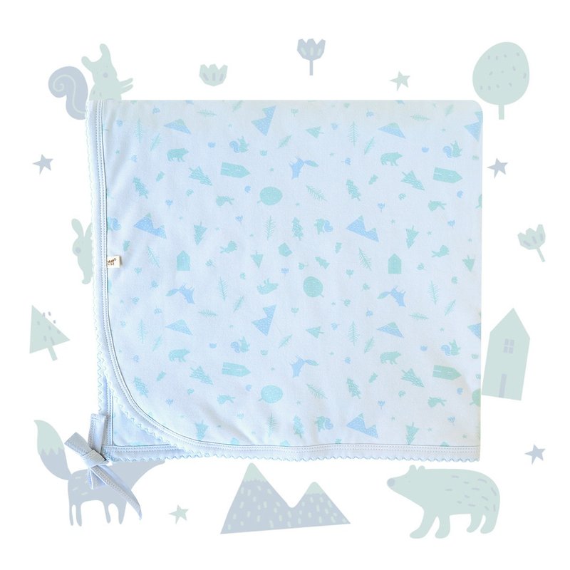 [SISSO organic cotton] Nordic rabbit cotton multi-purpose blanket (little blue) - ผ้าให้นม - ผ้าฝ้าย/ผ้าลินิน สีน้ำเงิน