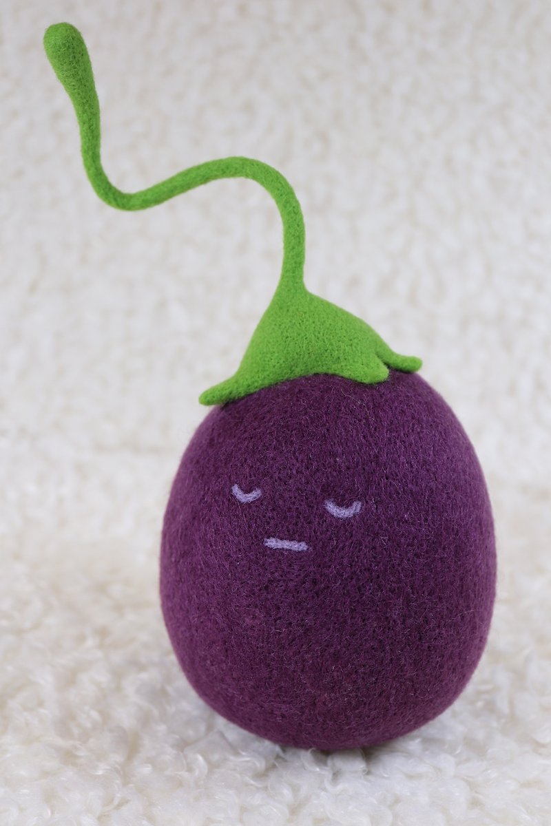 Needle felt dozing off eggplant - Items for Display - Wool Purple