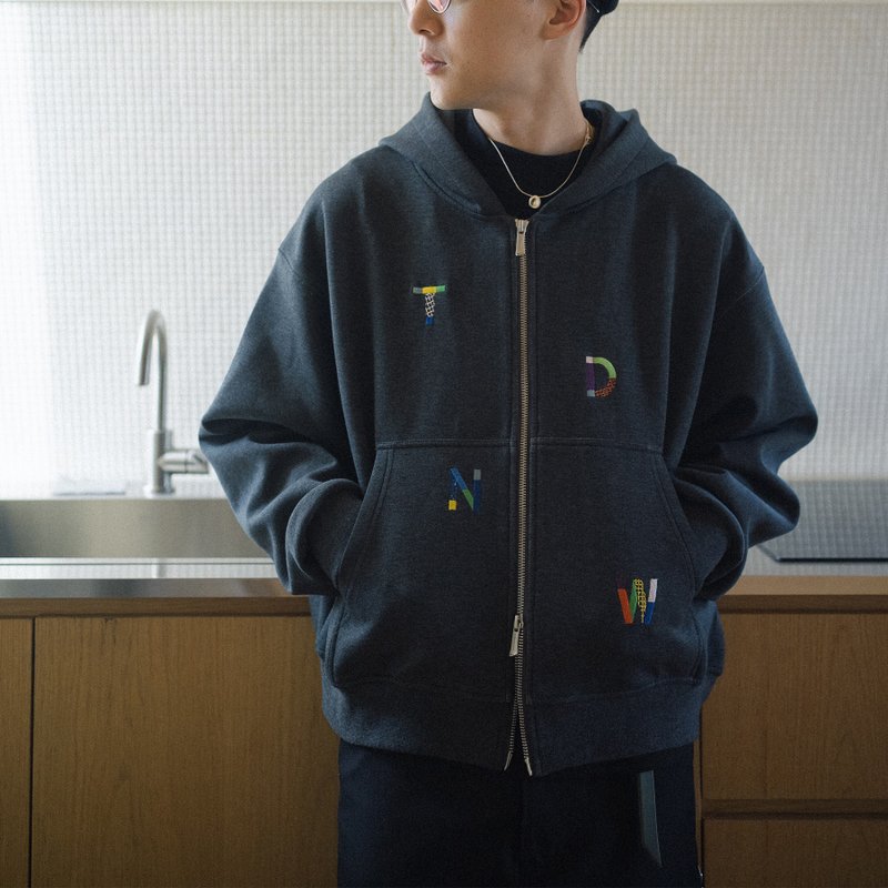 Air Cotton Double Zipper Embroidered Hoodie - Wrinkle-Resistant, Structured Unisex Outerwear - Unisex Hoodies & T-Shirts - Other Materials 