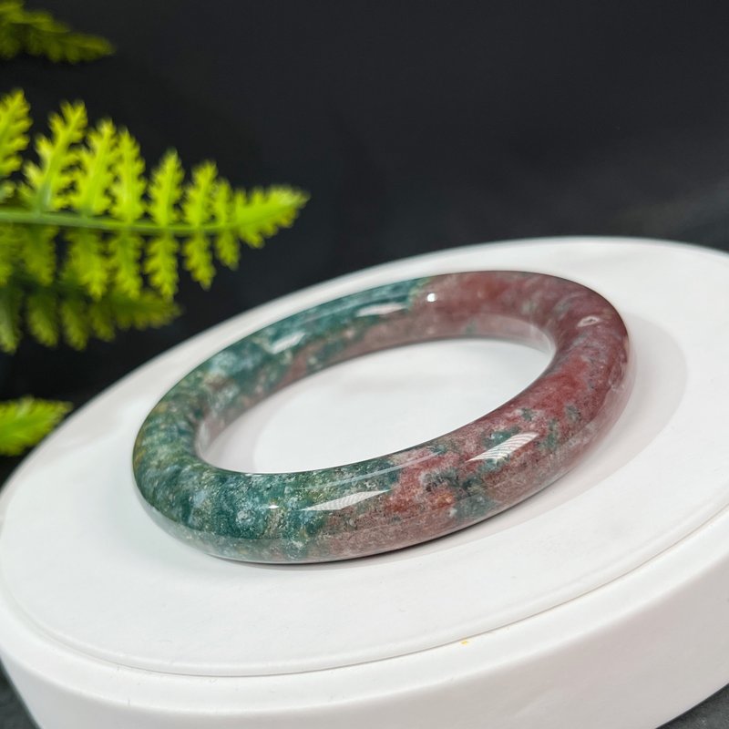 多彩海洋碧玉手鐲59MM 高瓷胖圓條油畫風玉髓手環 愉悅情緒心情 - 手鍊/手環 - 半寶石 多色