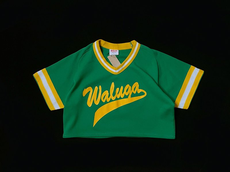 REGETHER Vintage Reworked Cropped Baseball Top-Wilson-17 - Women's T-Shirts - Cotton & Hemp Green
