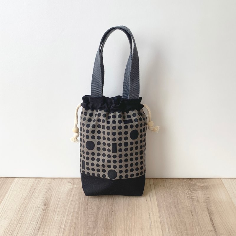 【River】Beam Tote Bag (Small)/Japanese Fabric/Geometric-Gray - กระเป๋าถือ - ผ้าฝ้าย/ผ้าลินิน ขาว