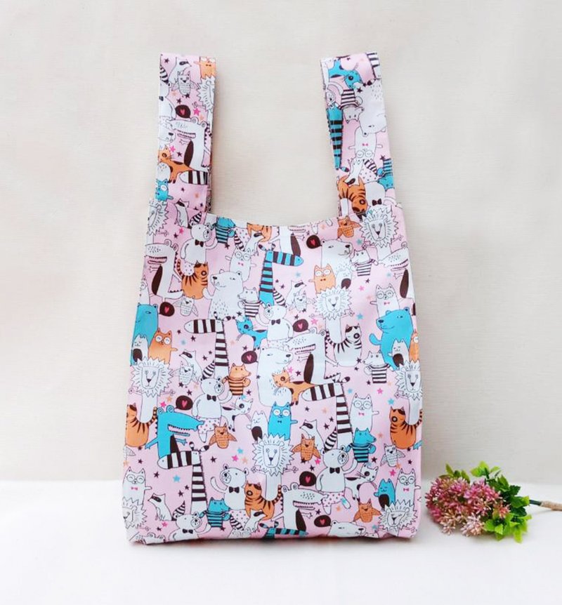 【Waterproof shopping bag】Animal party - Handbags & Totes - Waterproof Material Pink