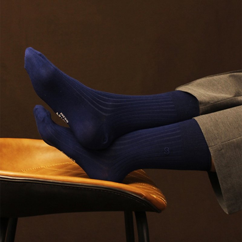 【FOOTER】Solid Color Double Needle Embroidery Gentlemen's Socks (Women-Q53M) - Socks - Cotton & Hemp Multicolor