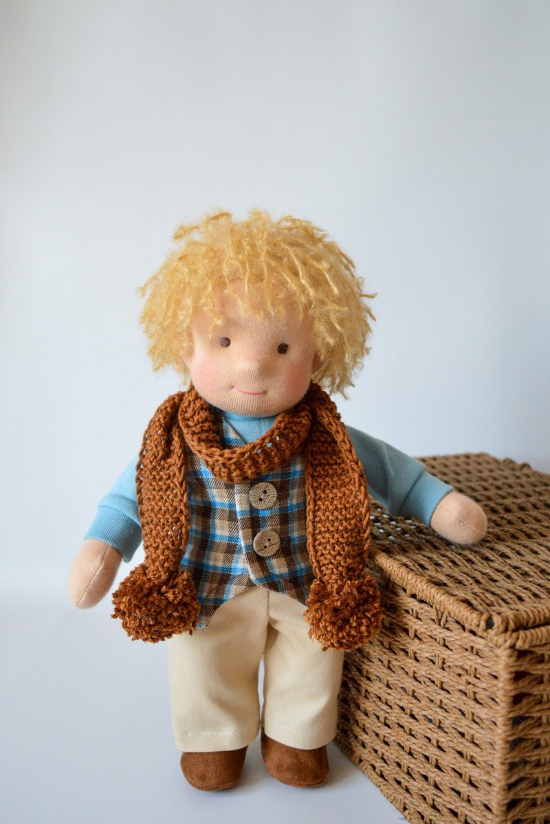 Waldorf doll boy 12in (30cm) - Ready to ship Steiner Soft doll - Rag doll - 寶寶/兒童玩具/玩偶 - 棉．麻 