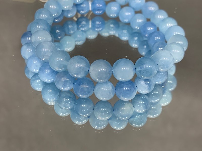 Fast shipping natural sky blue/ocean blue aquamarine ball bracelet 202311 new product - สร้อยข้อมือ - คริสตัล สีน้ำเงิน