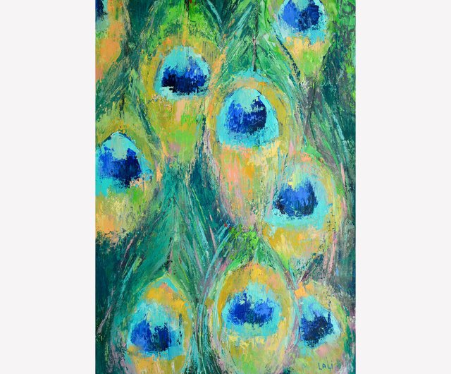 孔雀の尾元の油絵キャンバスの抽象的な鳥の芸術のエキゾチックな