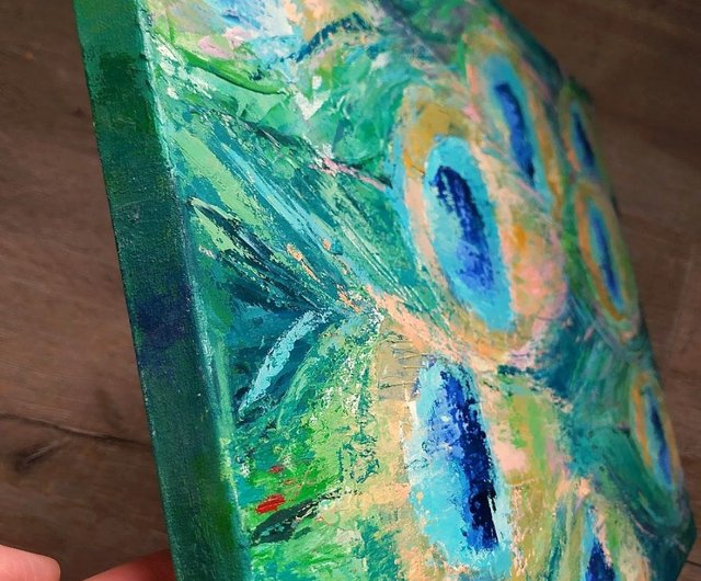 孔雀の尾元の油絵キャンバスの抽象的な鳥の芸術のエキゾチックな