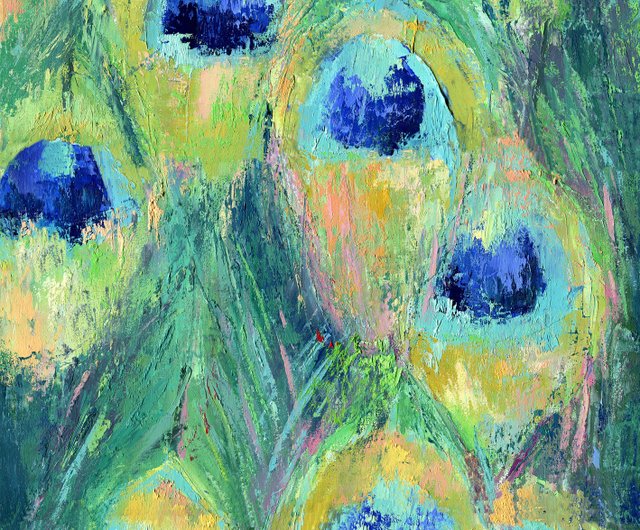 孔雀の尾元の油絵キャンバスの抽象的な鳥の芸術のエキゾチックな