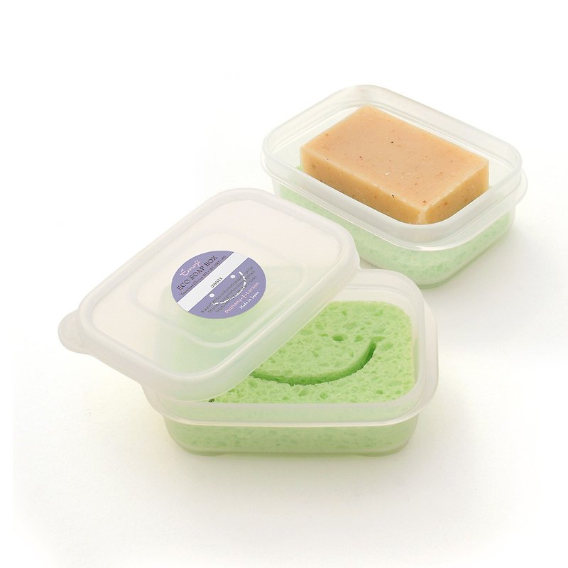 隨身旅行環保皂盒-薰衣草色【環保旅伴】日本製/附海綿 - 臉部按摩/清潔工具 - 防水材質 紫色