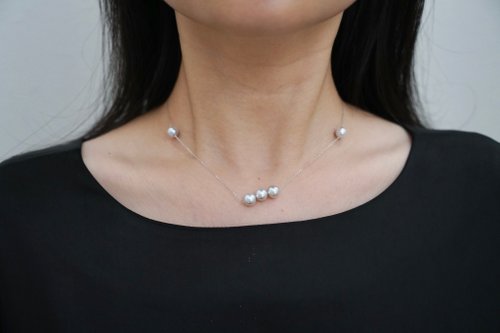 KOKO PEARL JEWELRY 日本獨家可移動技術 天然無調色akoya珍珠項鍊 18k白金滿天星項鍊