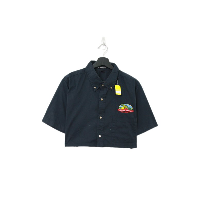 Back to Green-再製短板刺繡襯衫 彩色蔬果 wt-19//vintage shirt - 女襯衫 - 棉．麻 