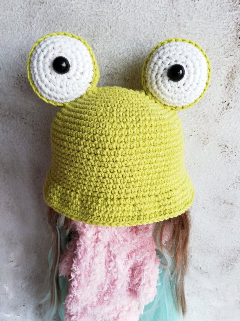 Blythe crochet panama green Frog - 公仔/玩偶 - 棉．麻 綠色
