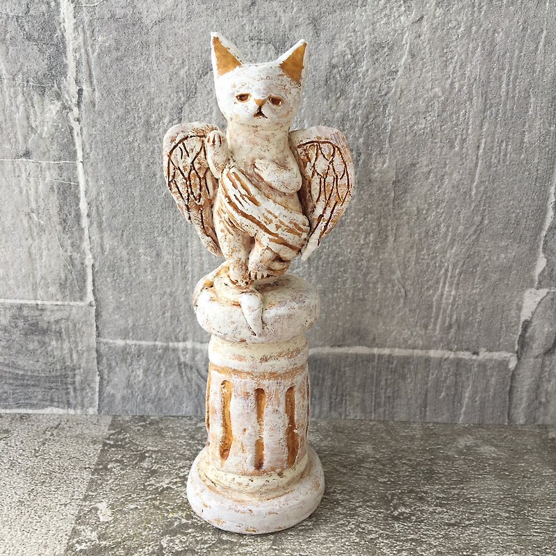 beckoning cat of an angel - Items for Display - Clay White