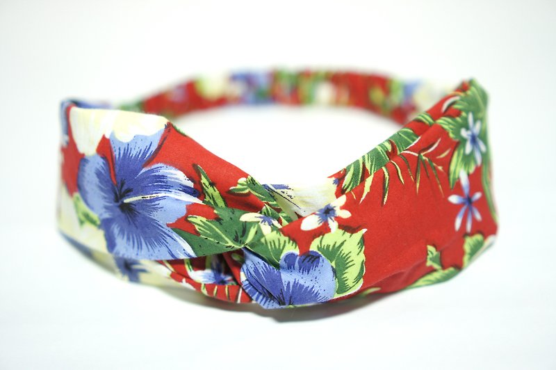 Hawaiian red flower / handmade elastic hair band - Hair Accessories - Cotton & Hemp Red