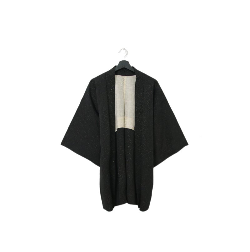Back to Green-日本黑羽織 金蔥線斷交織 kk-03 /vintage kimono - 女大衣/外套 - 絲．絹 