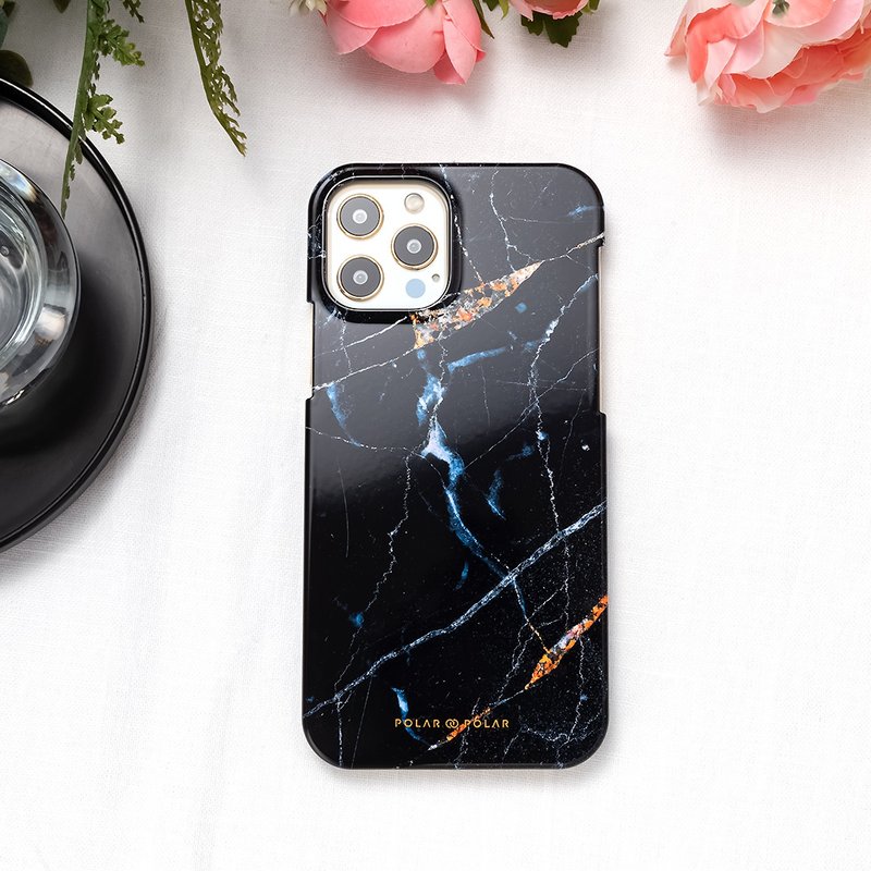iPhone / Samsung 午夜黑石紋 經典優雅 半包硬殼 手機殼【客製】 - 手機殼/手機套 - 塑膠 黑色